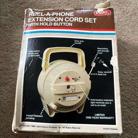 Reel-A-Phone Vintage 1980’s Extension Cord Set With Hold Button - Picture 7 of 12